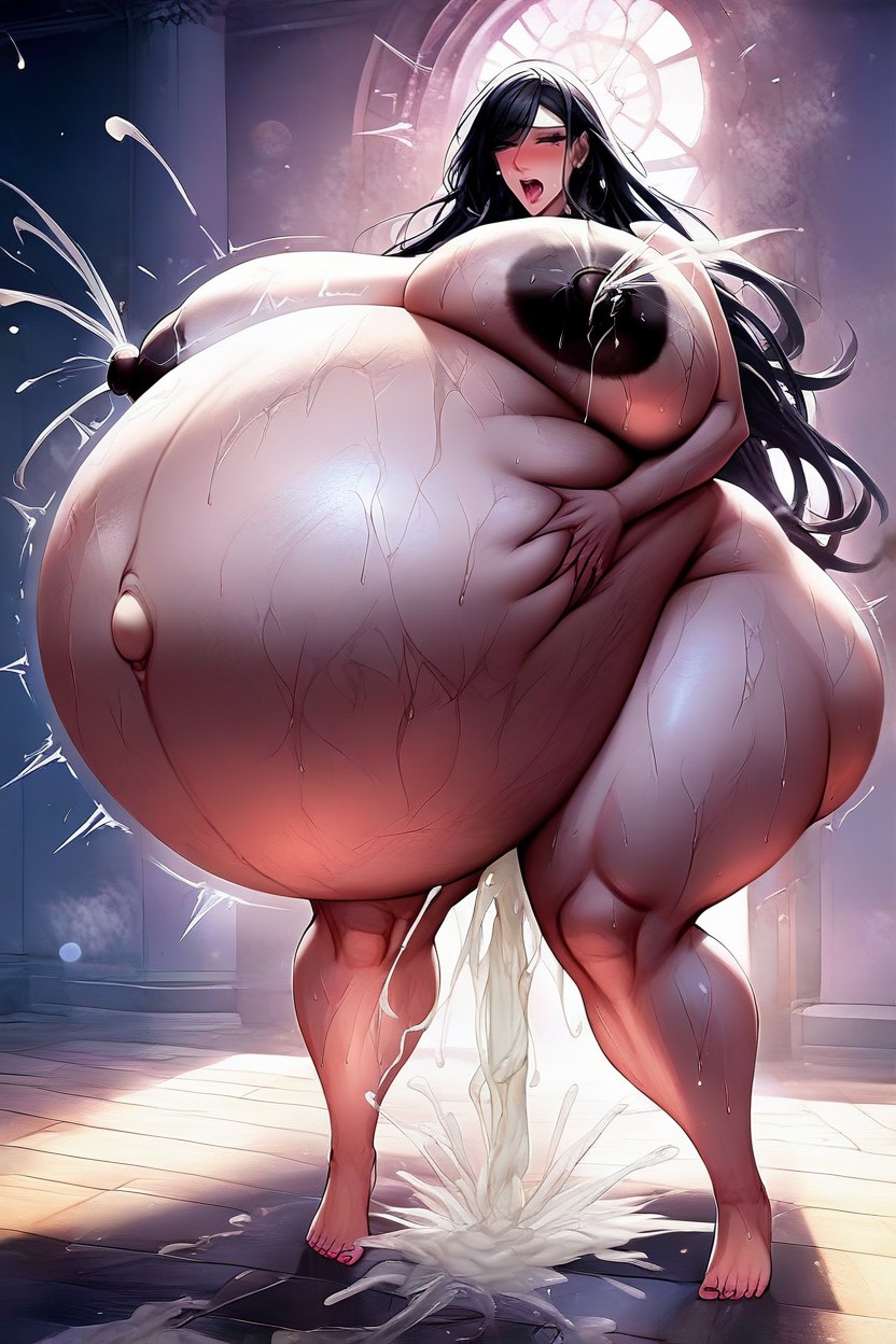 Big Stomach Growing Larger Than Viewer, Lactating, Gigantic Huge Vore Belly Hentai AI Porn
