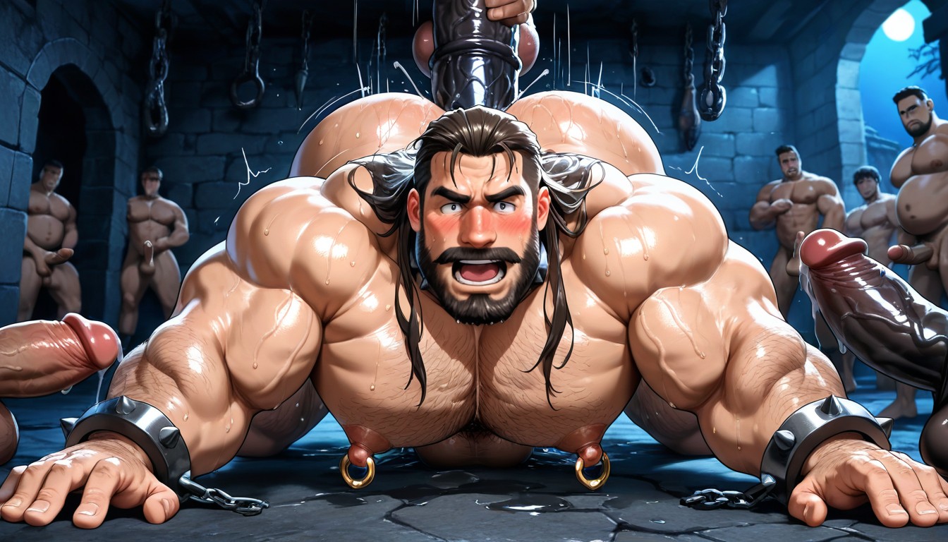 Precum, Huge Pecs, Chains Porno IA Gay