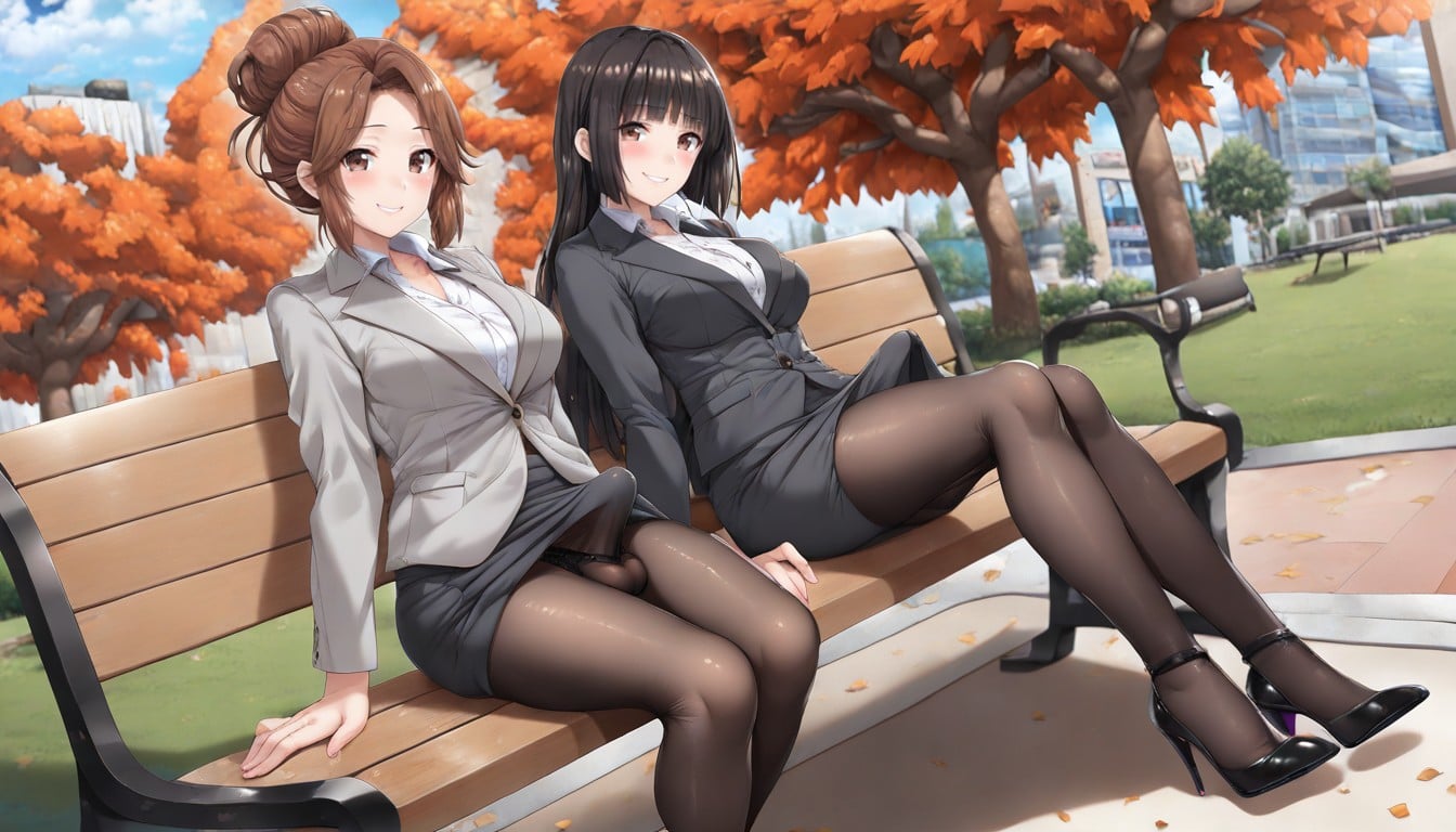 Five Fingers, Futa Is Shiny Black Long Length Hair With Bangs, Detailed Hentai AI Porn