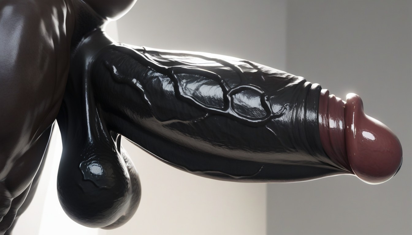 African Black Male Monster, Cock And Balls In Full View, 1 Person AI Gay Porn