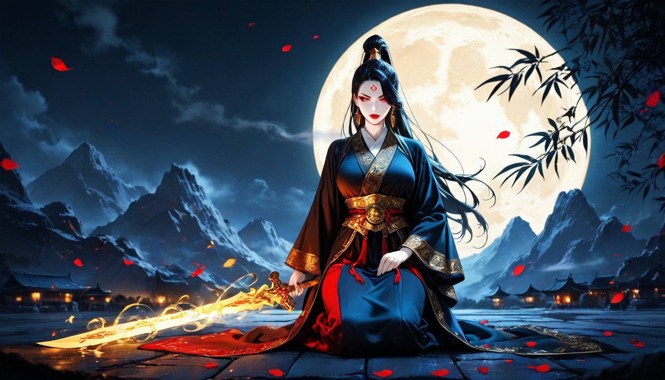 Emotionally Charged Lighting, Beautiful Chinese Warrior Woman, Mystical Forehead Marking Hentai AI Porn