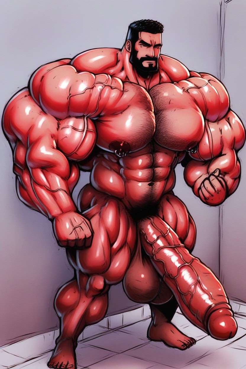 Hyper Muscular, Hyper Cock, Hyper Long Thick Veiny Cock AI Porn
