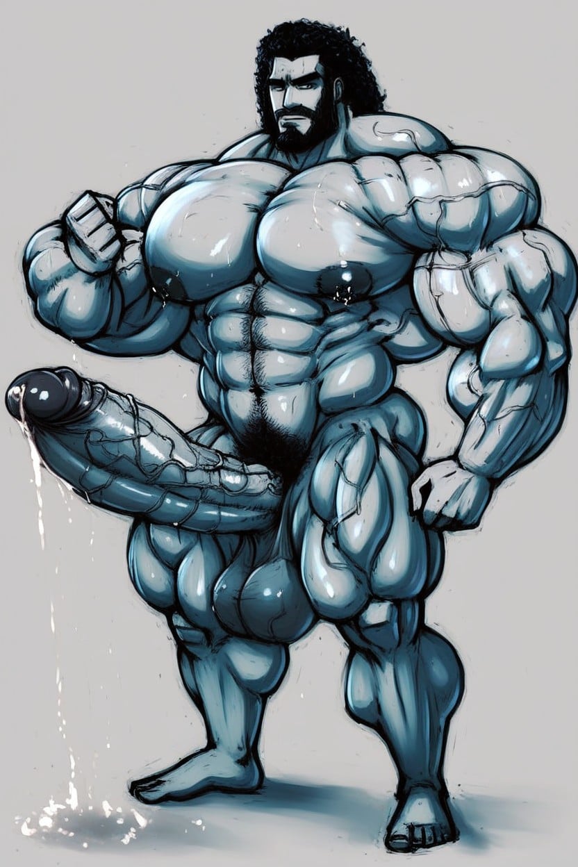 In The Shower, Full Body Shot, Hulking Bodybuilder Muscles AI Porn
