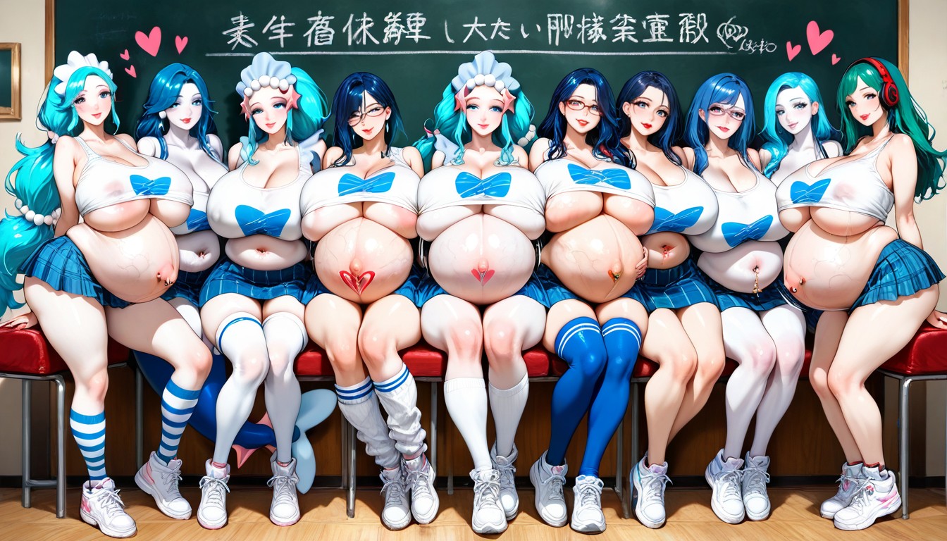 Colossal Breast Implants, White Eyelashes, Sitting Down Hentai AI Porn