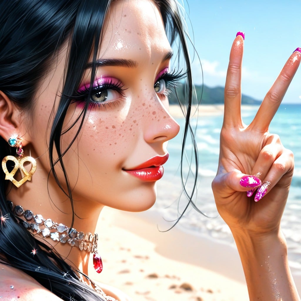 Extremely High Detail Face, Photorealistic, Large Jewel Earrings AI Porn