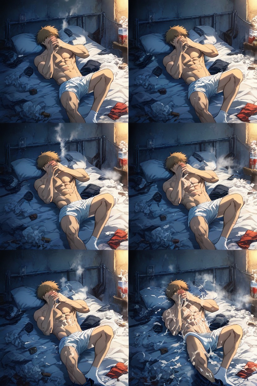 Denji From Chainsaw Man, Used Tissue Everywhere, Holding Used Wet Underwear To Face Porno IA Gay