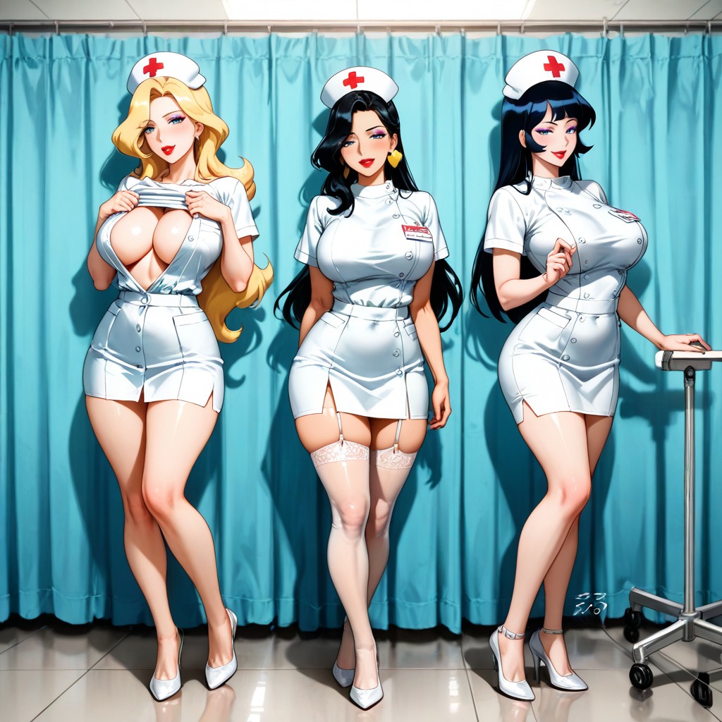 Shirt Lifted Over Breasts, In Heat, Blue Eyes Hentai AI Porn