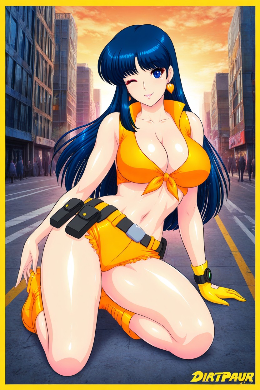 1 Person, Anime Style, Orange Roll Top Boots Hentai AI Porn