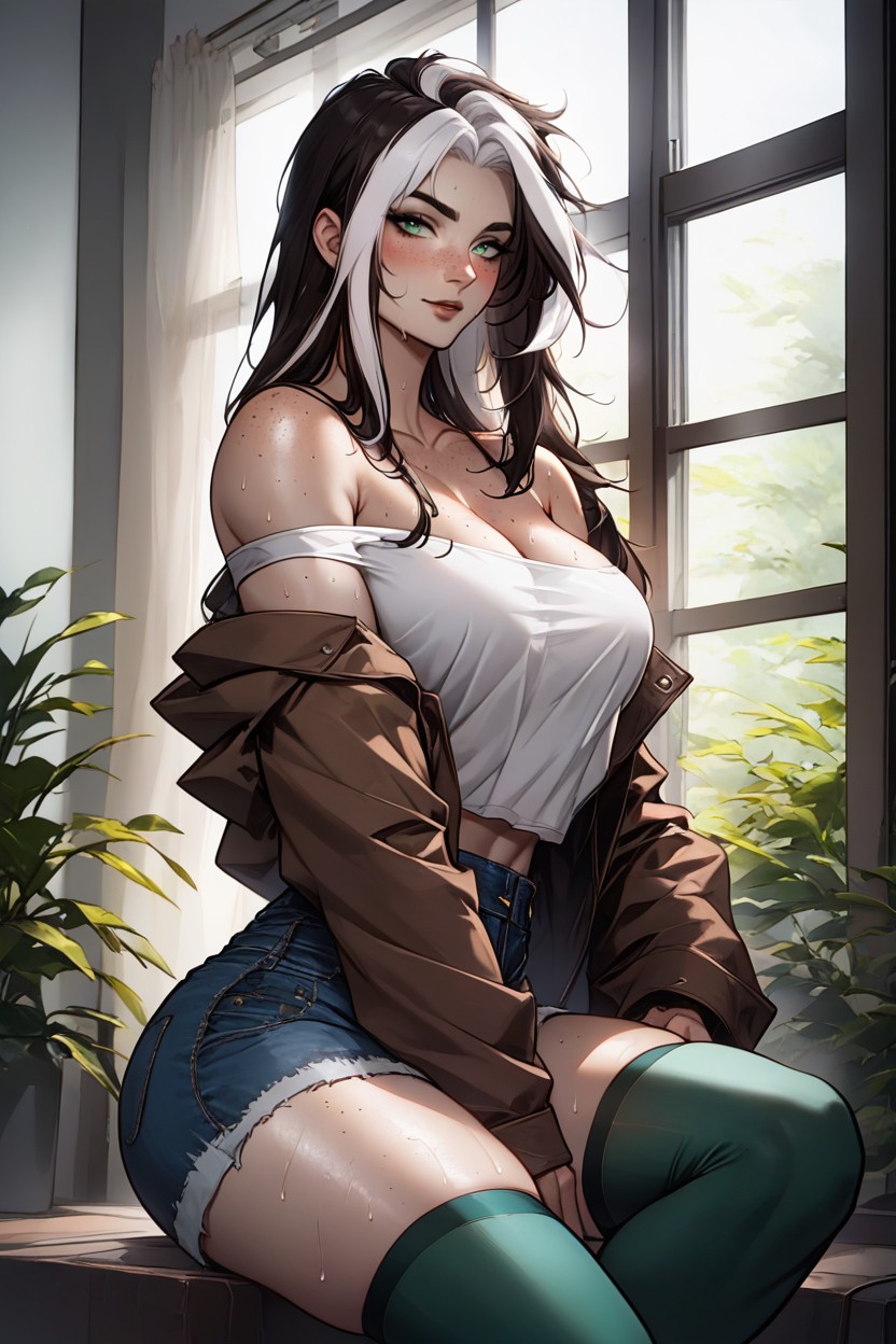 Tank Top, Blushing Face, Sweaty AI Porn