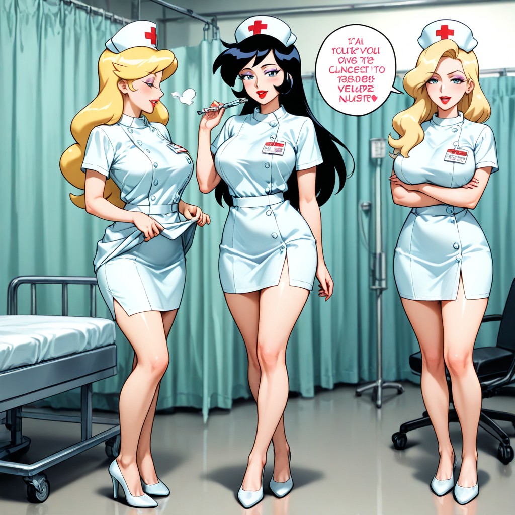 Black Hair, Skirt, Nurse's Uniform Hentai AI Porn