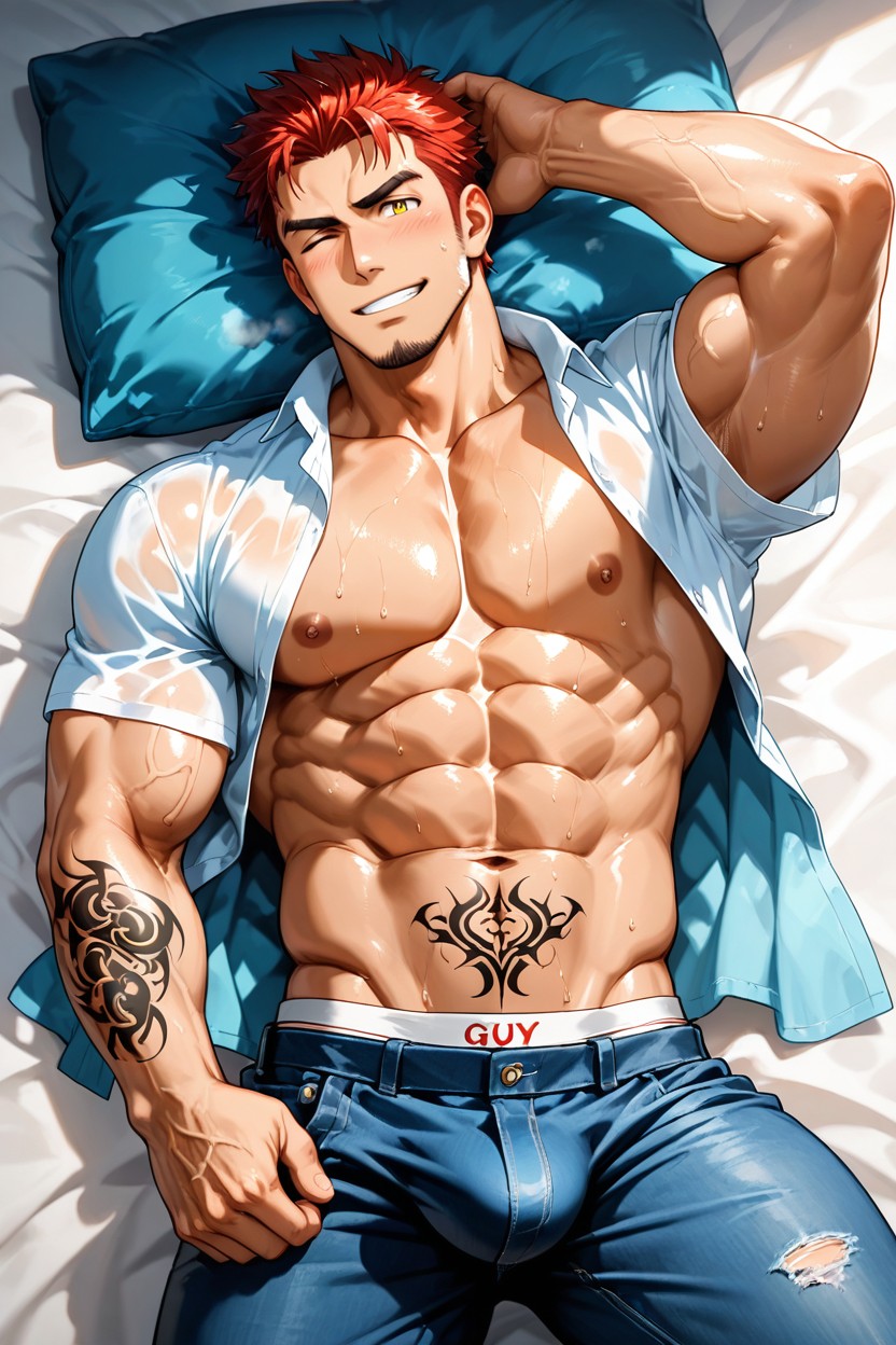 Solo, Stomach_tattoo, Shirt Porno gay IA