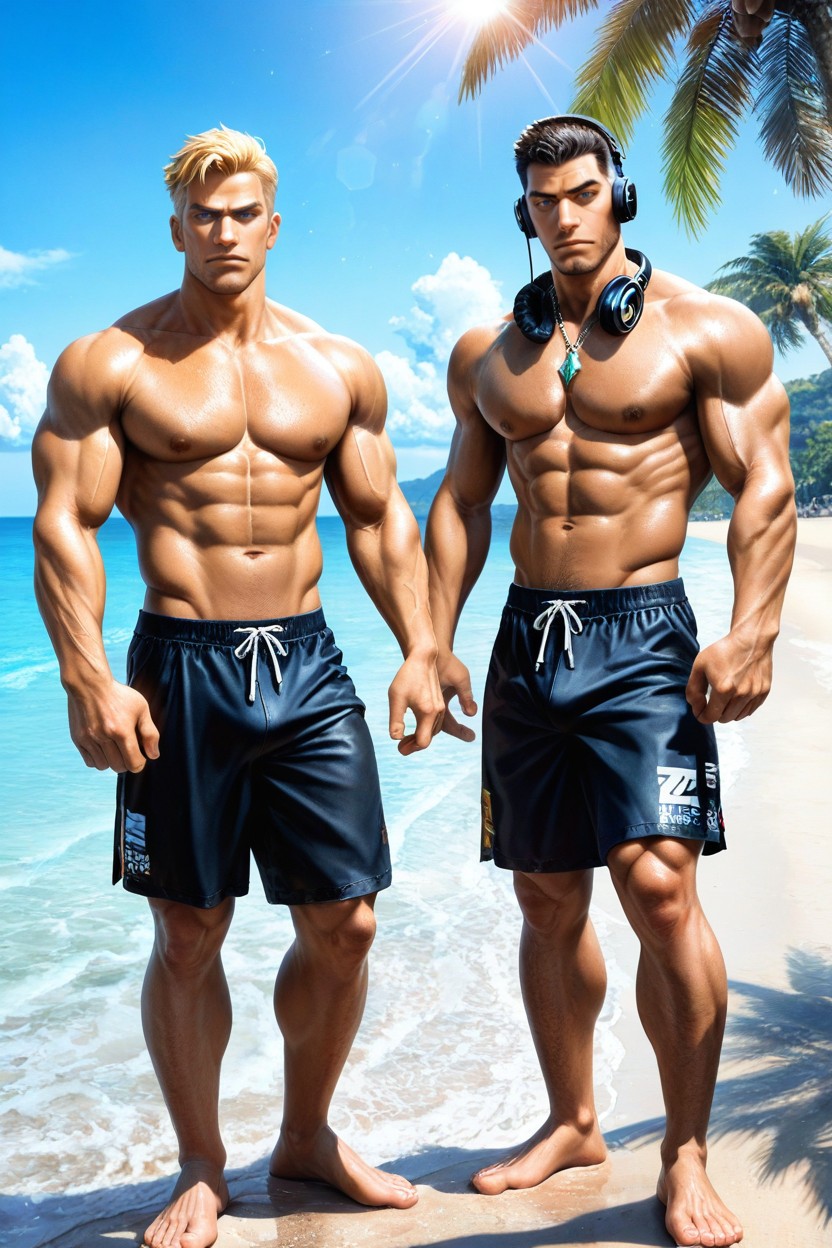 Center Composition, And A Silver Chain, Two Muscular Men Porno IA Gay