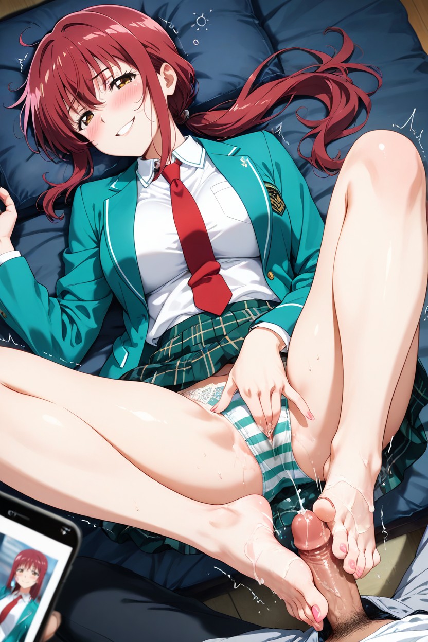 Five Toes Per Foot, Delicate Feet, Female Masturbation While Giving A Footjob Hentai AI Porn