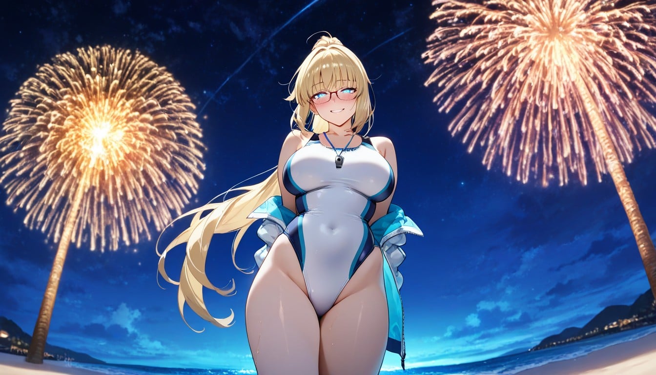 Unzipped, Lifeguard, Wearing Glasses Hentai AI Porn