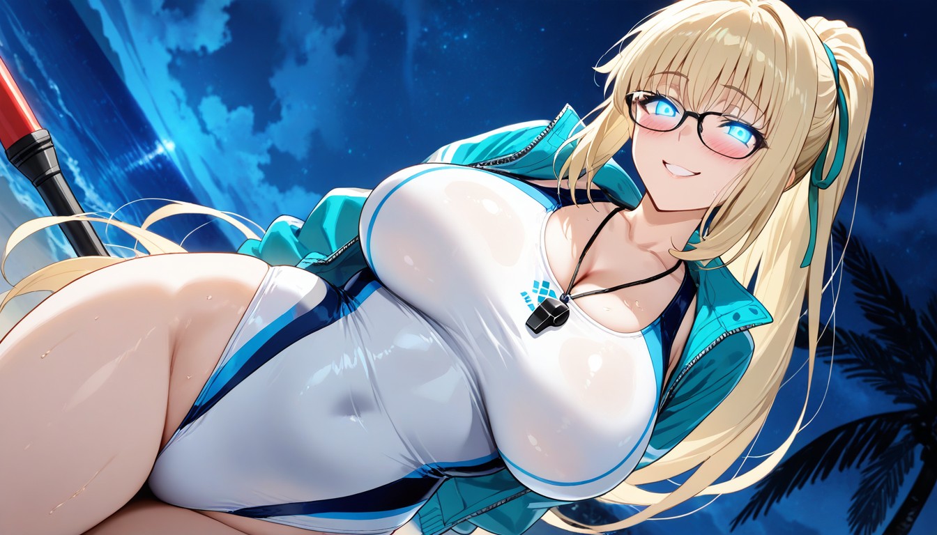 Embarrassed, Arms Behind Back, Night Hentai AI Porn