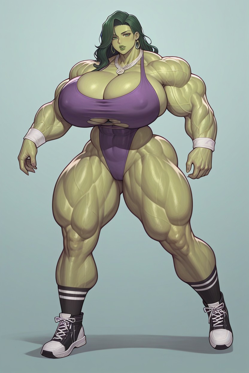 Thick Thighs, Huge Muscular Arms, Ultra Muscular Hentai AI Porn