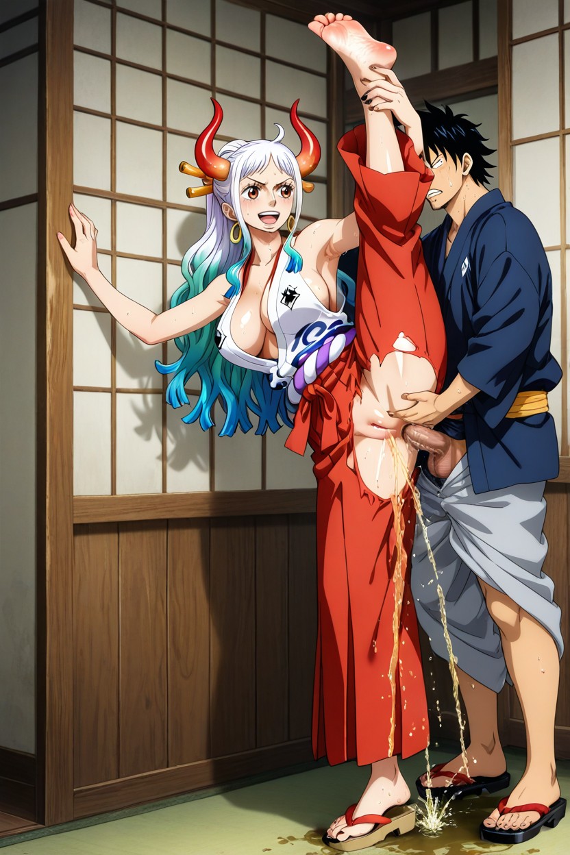 Soles, Exposed Breasts, Split Sex Hentai AI Porn
