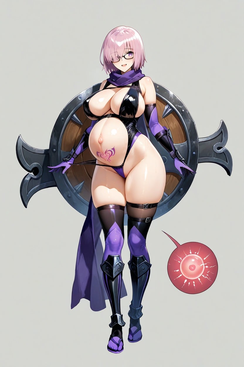 Thick Thighs And Wide Hips Emphasized By, Simple Background, Arrogance Expresion Hentai AI Porn