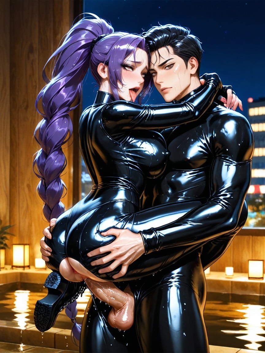 Crimson Viper Purple Hairstyle, Night, Ultra Quality Hentai AI Porn