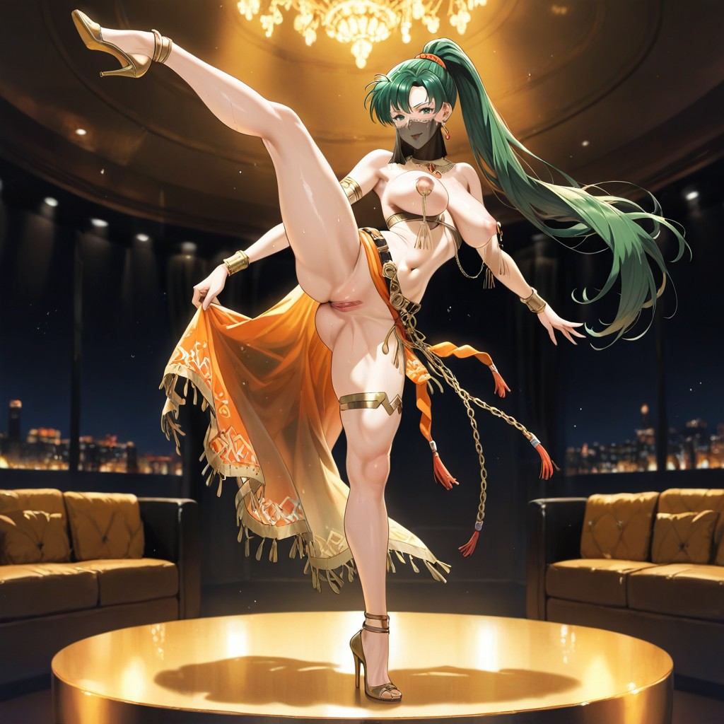 Full Bimbo Lips, Interconnected Chain, Seductively Dancing AI Porn