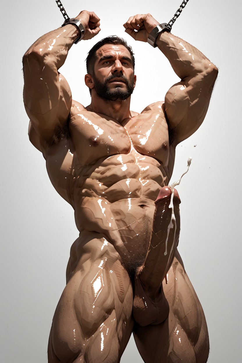 Orgasme, Vue De Côté, Oiled Skin Porno IA Gay
