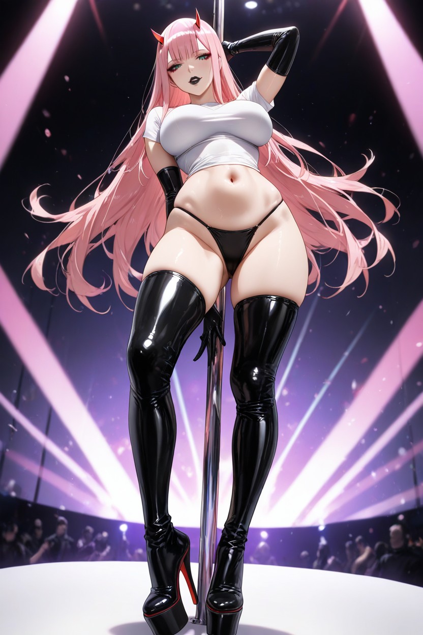 Striptease Club, Open Navel, Sexually Aroused Facial Expression Hentai IA