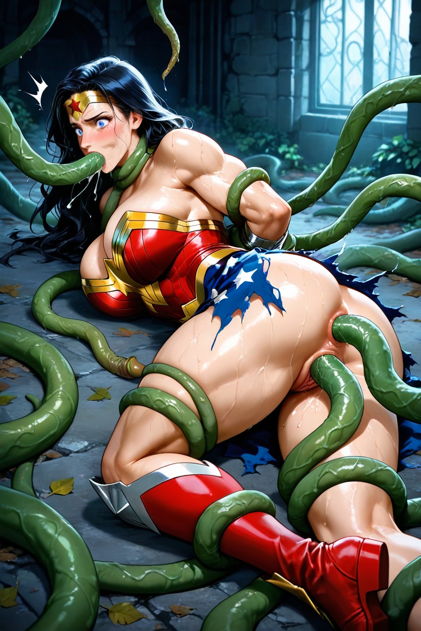 Hard Thrust, Broad Shoulders, Gigantic Green Tentacles Hentai AI Porn