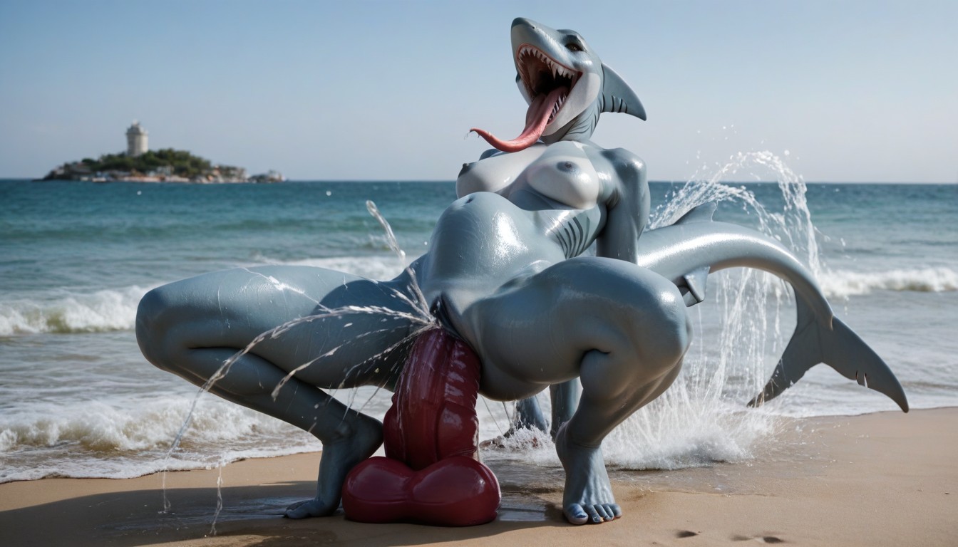 Fucking Giant Dildo, Moaning, Tongue Out AI Porn