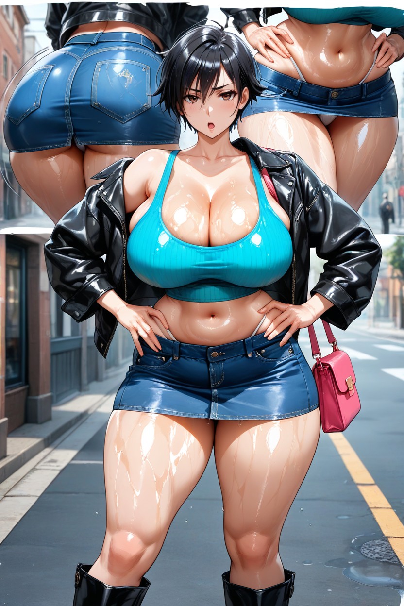 Eyes Half-closed, Perfect Face, Tank Top Hentai AI Porn
