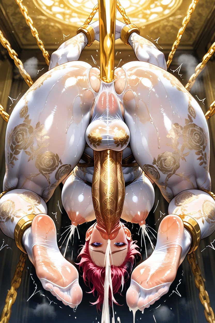 Covered Penis, Futanari, Stroking Her Own Cock Hentai AI Porn