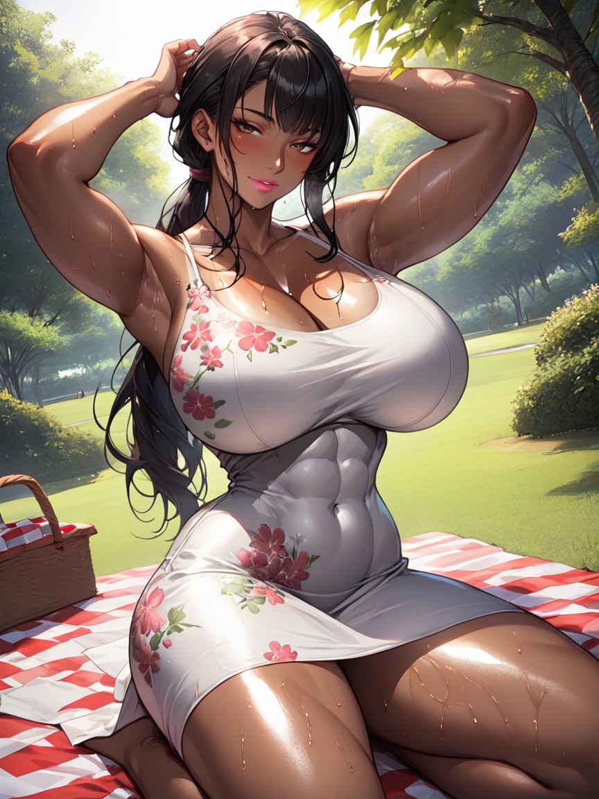 Seductive Eyes, Tan Line, Straight Hair AI Porn