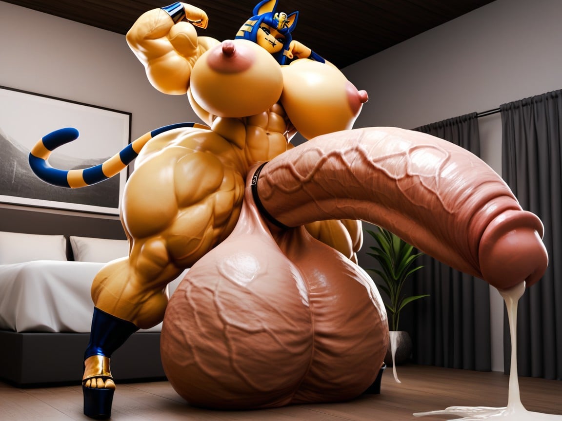Extremely Veiny Body, D Render, Hyper Testicles Furry AI Porn