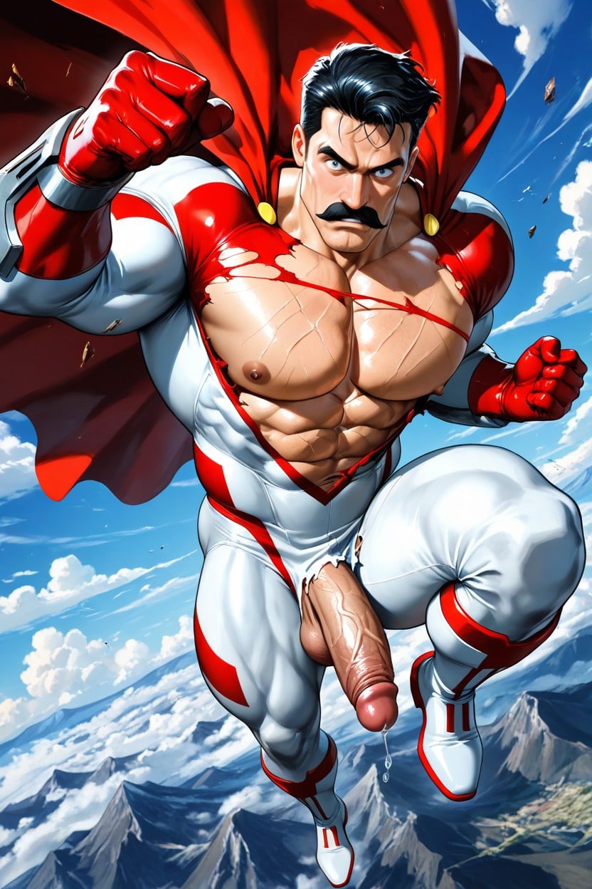Omni-man Flying Through The Air, Nipples Exposed, Ripped Body Suit Porno gay IA