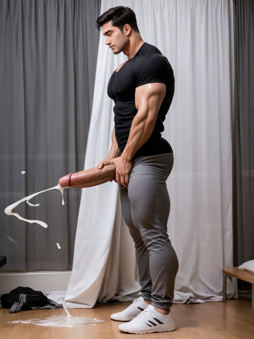 Jerking Off, Climax Without Context, Cumming Forcefully Porno IA Gay