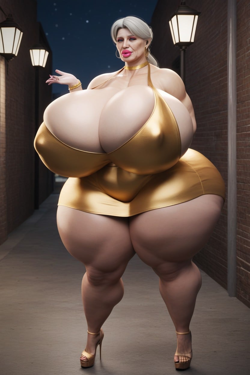 Golden Metal Choker, D Body, Voluptuous AI Porn