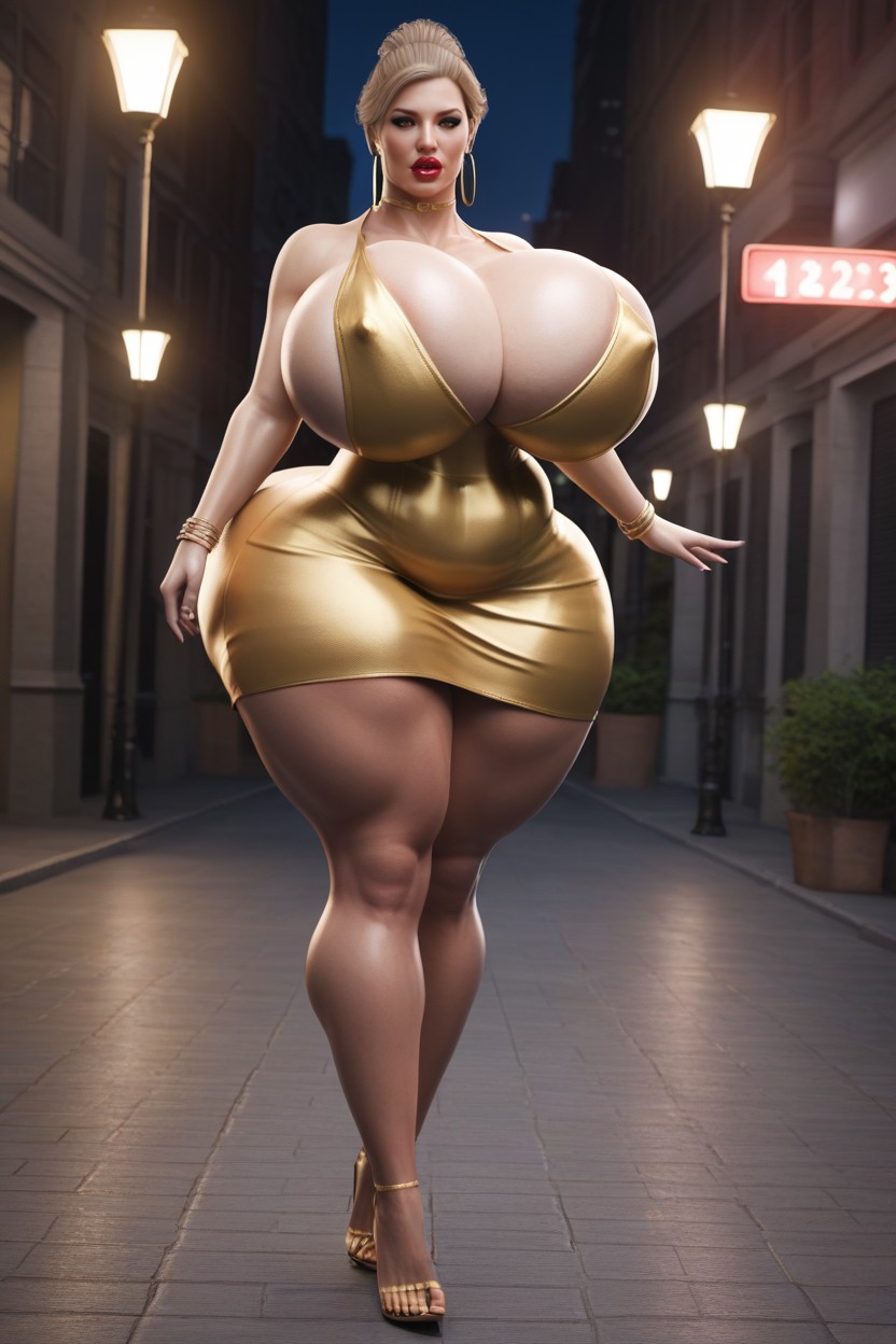 Giant Ass, Hair Color Dark Brown, Colossal Swollen Lips AI Porn