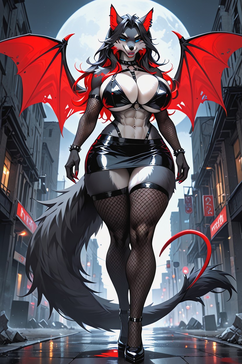 フルボディ, Large Black-blue Eyes, 乳房を揉む ファーリーAIポルノ