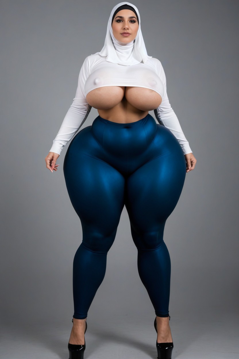 Phat Legs, Hourglass, Tight White Longsleeve AI Porn