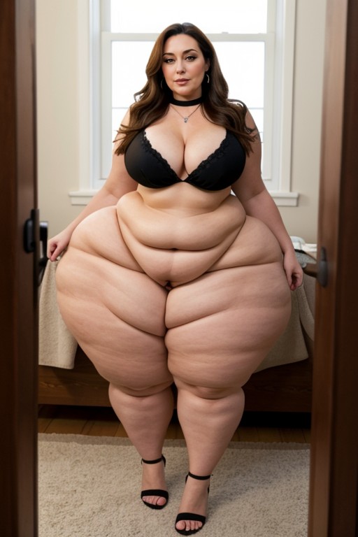Hyper Bottom Heavy, Italian, Very Big Large Sloped Breasts AI Porn
