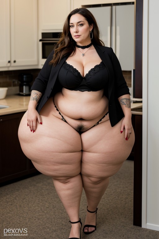 Hyper Bottom Heavy, Wide Double-wide Saddlehips, Extremely Large Ass AI Porn