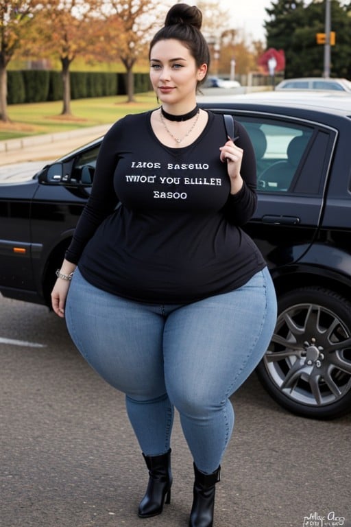 Alexis Andrews, Hair Bun, Ultra Extra Wide Hips AI Porn