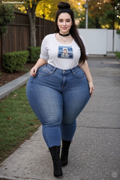 Gigantic Ass, High Heel Boots, Ultra Extra Wide Hips AI Porn