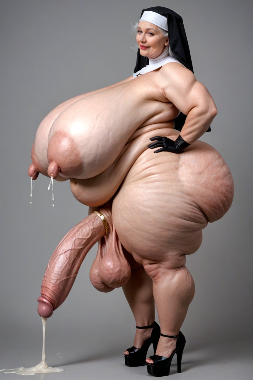 Viking, Hyper Saggy Breasts, Tall Porno IA transsexuelle