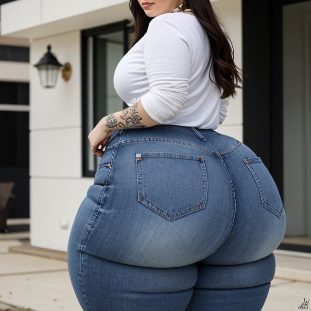 Long Voluminous Hair Past Waist, Wide Ginormous Hips, Massively Colossal Booty AI Porn