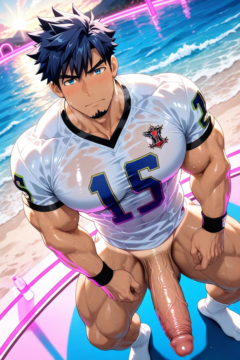 Black Arm Bands, Pink Neon Lighting, No Pants ゲイAIポルノ