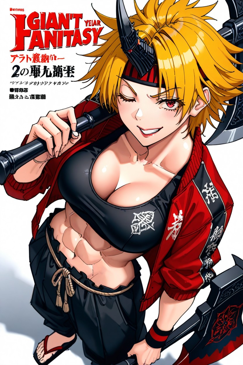 Pants, Chest Off Jacket, Harris Hero Artstyle AI 포르노