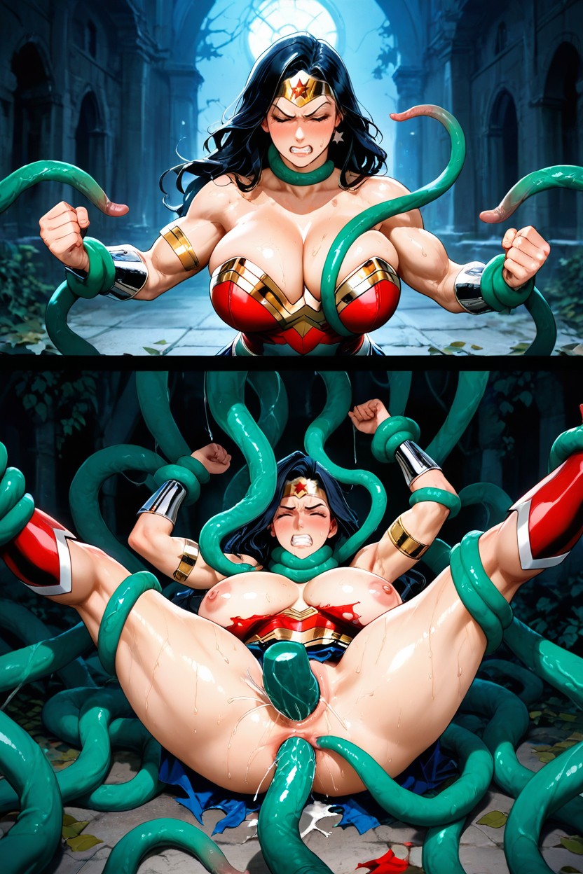 Torn Clothes, Endless Giant Tentacles, Muscular Hentai AI Porn