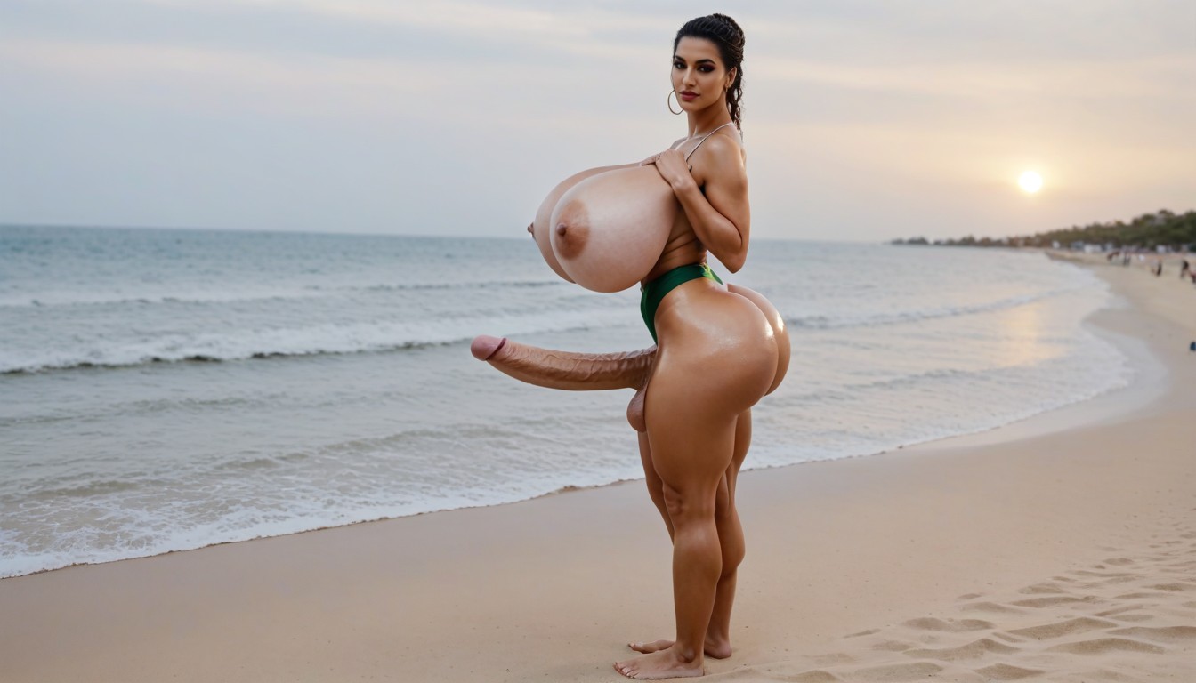 Big Balls, Tanned Skin, Extremely Large Ass Shemale AI Porn