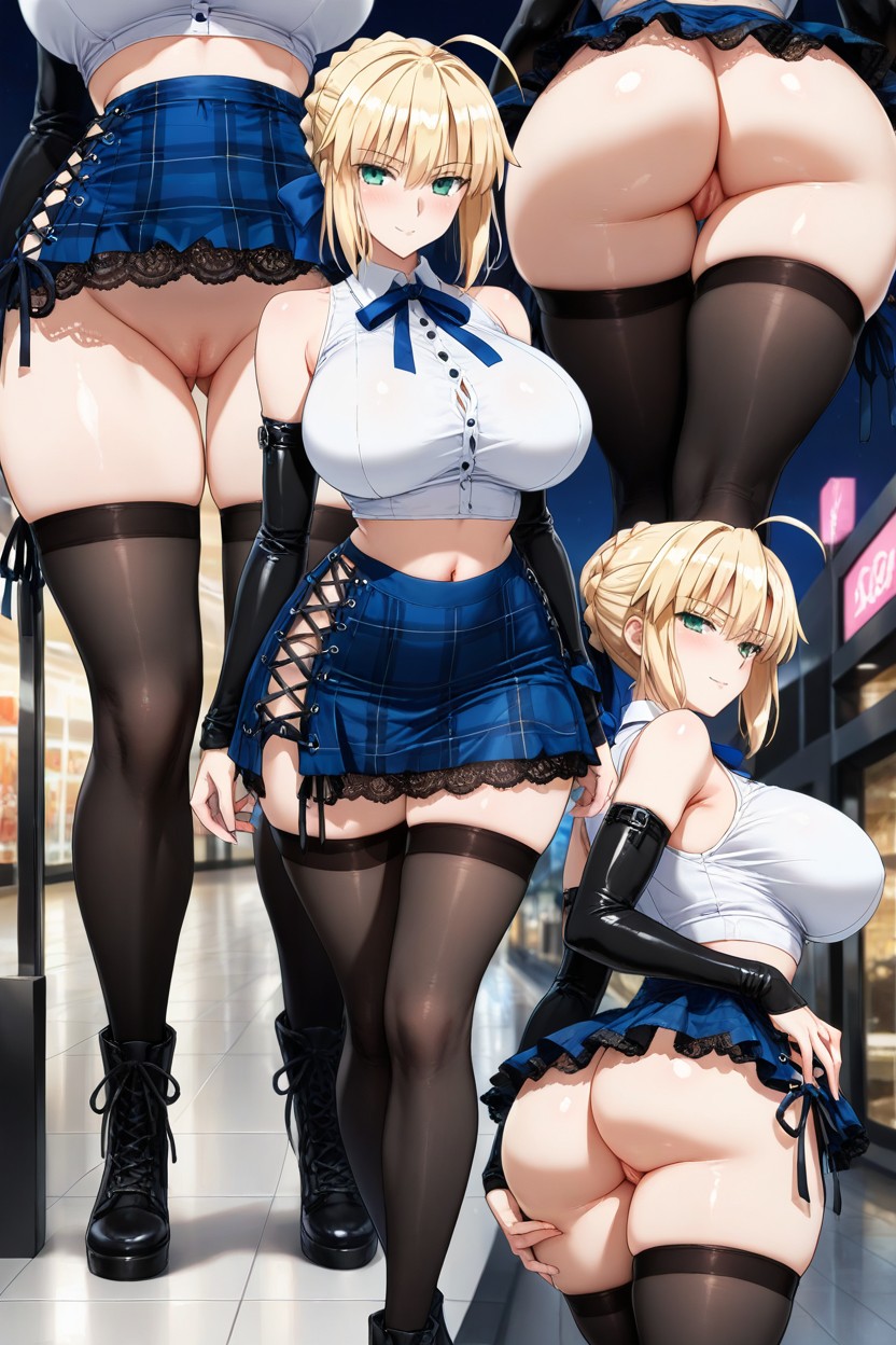 Pussy Peek, Detailed Eyes, Form Fitting Clothes Hentai AI Porn