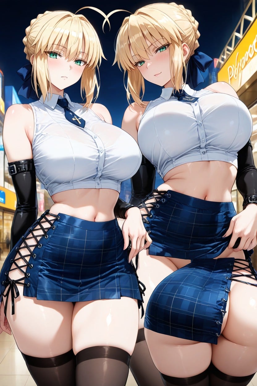 Expressive Eyes, Blonde Hair, Voluptuous Hentai AI Porn